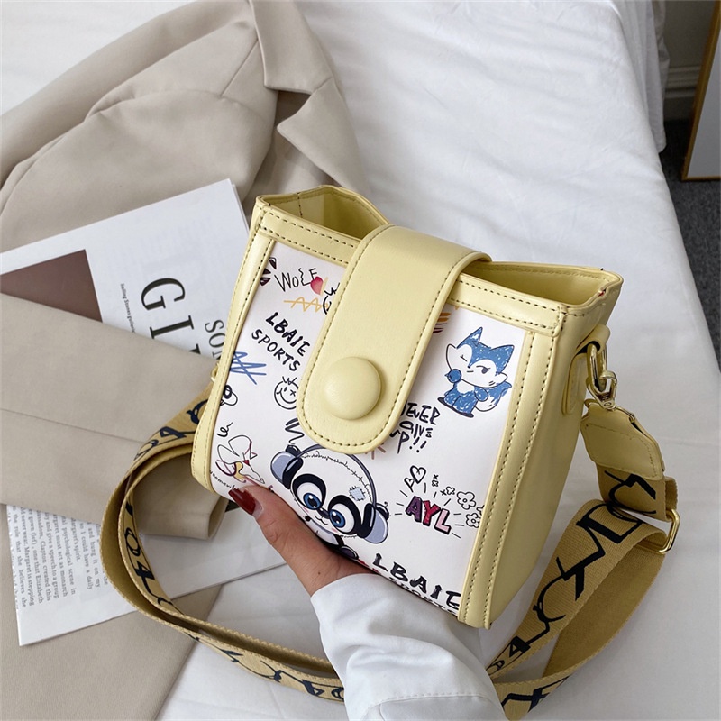 IELGY Túi Đeo Vai Dáng Xô Dây Bản Rộng Thời Trang Cho Nữ