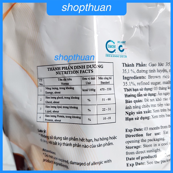 Kẹo gạo lức đậu phộng Tân Huê Viên túi 250g