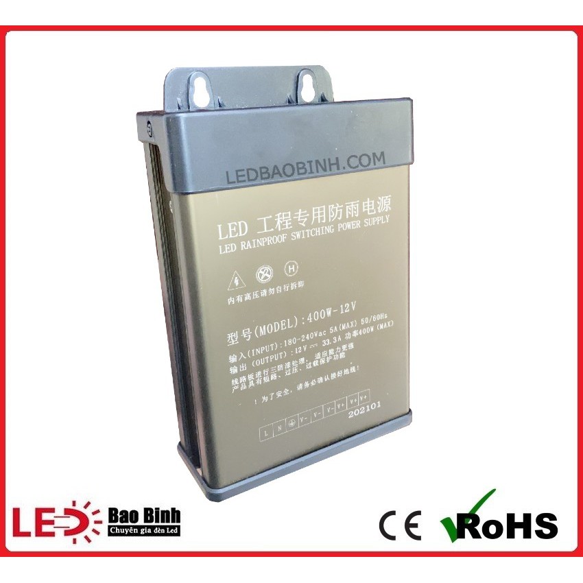 Nguồn 12V33.3A - 400W Nhôm Ngoài Trời