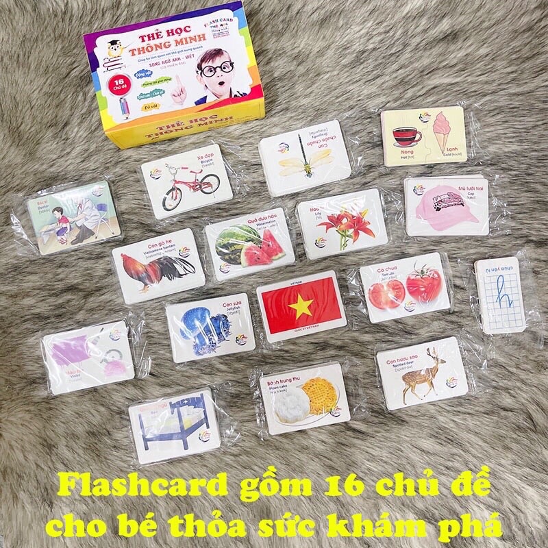 Bộ thẻ học thông minh Flashcard 16 chủ đề cho bé