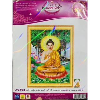 Tranh thêu chữ thập phật thích ca lv3493 và 20 kim thêu