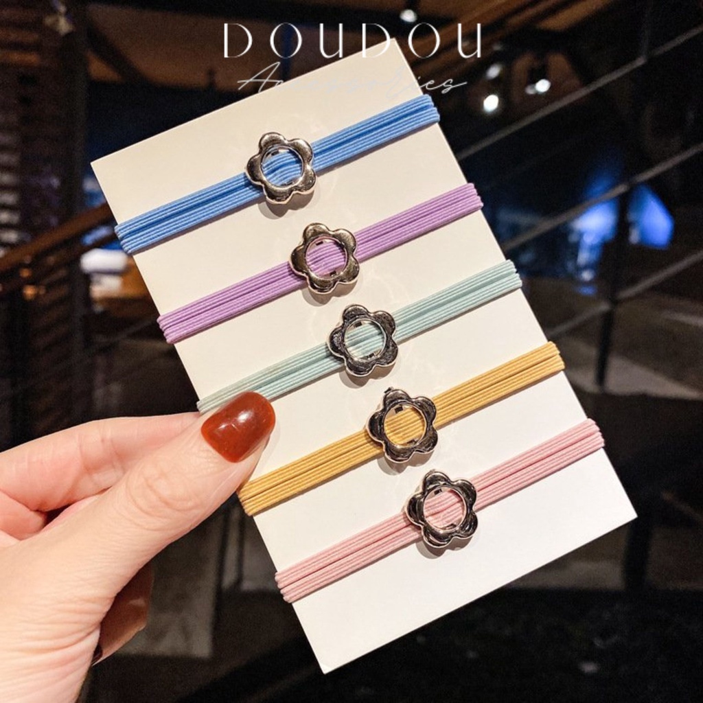 Dây cột tóc DOUDOU Chun buộc tóc Dây buộc tóc trứng rán bơ dễ thương phong cách Hàn Quốc thời trang PJ004