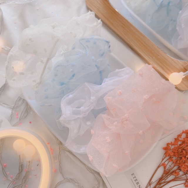 SCRUNCHIES CỘT TÓC VẢI KẸO BÔNG 🍑