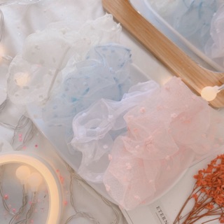 SCRUNCHIES CỘT TÓC VẢI KẸO BÔNG 🍑