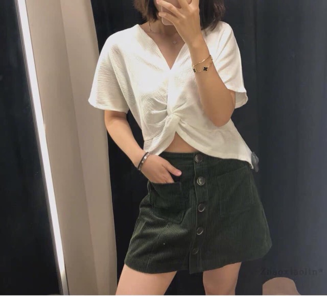 Chân váy zara nhung xanh rêu xuất xịn