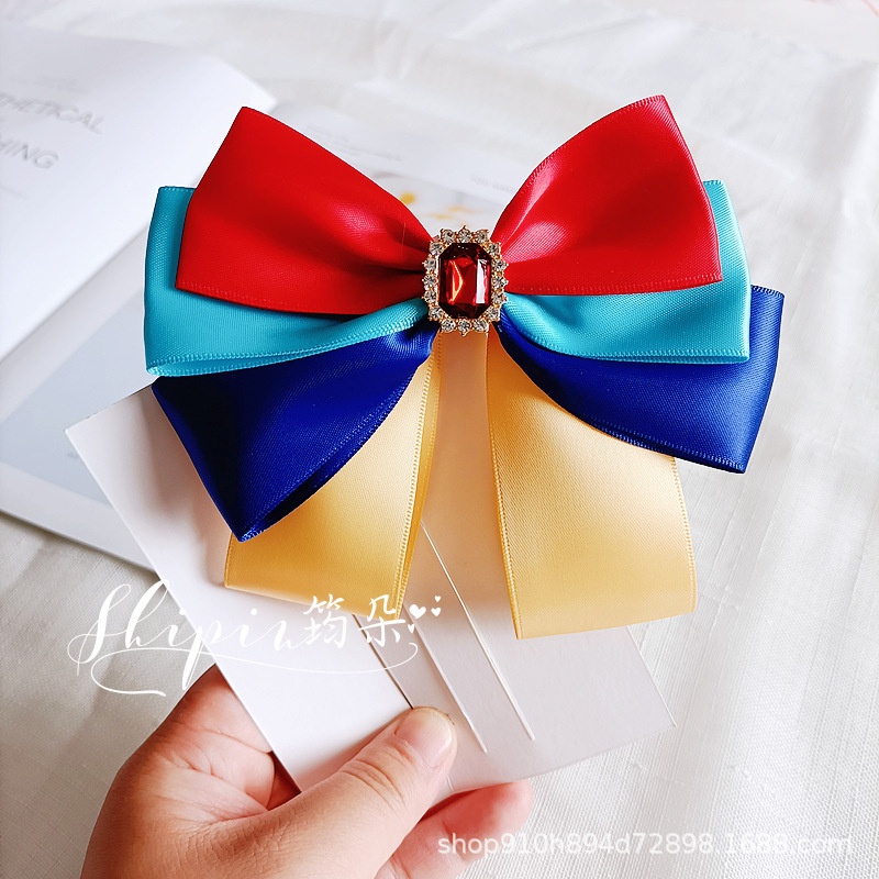 Kẹp Tóc Nơ Ruy Băng Lớn Màu Trắng Phong Cách Công Chúa Bạch Tuyết Mới Cho Bé Gái