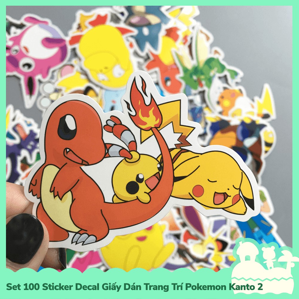 [Sẵn VN - NowShip] Set 60 Sticker Decal Dán Trang Trí Mẫu Nhân Vật Hoạt Hình Anime Manga Poke-mon 2