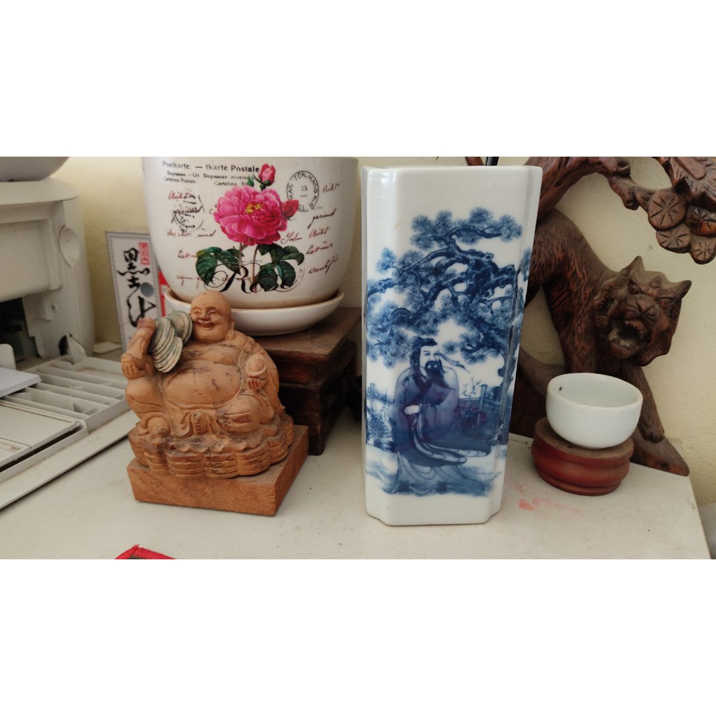 Ống Đựng Bút Bằng Sứ Họa Tiết Xưa