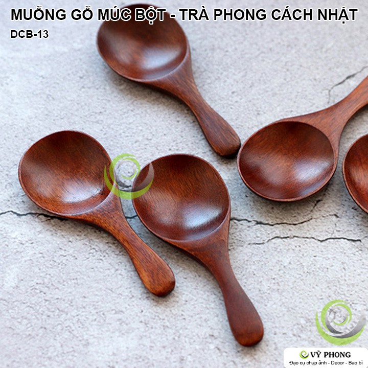 MUỖNG GỖ TỰ NHIÊN MÚC BỘT / TRÀ PHONG CÁCH NHẬT BẢN TRANG TRÍ BẾP ĐẠO CỤ CHỤP ẢNH SẢN PHẨM INS DCB-13