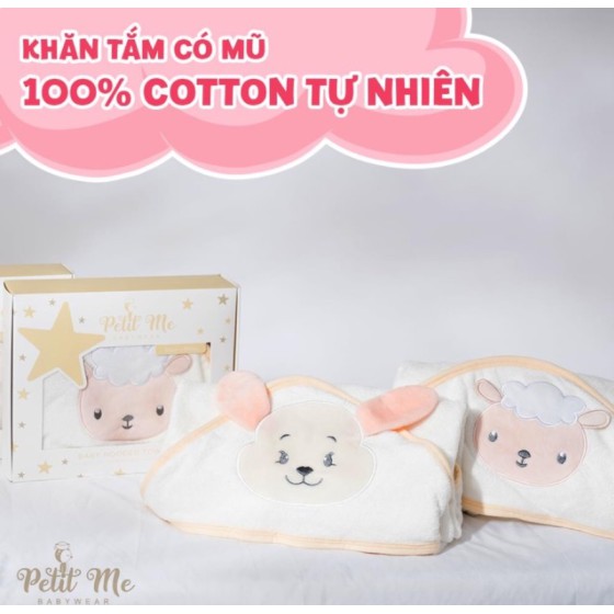 Khăn tắm cotton có mũ Petit Me