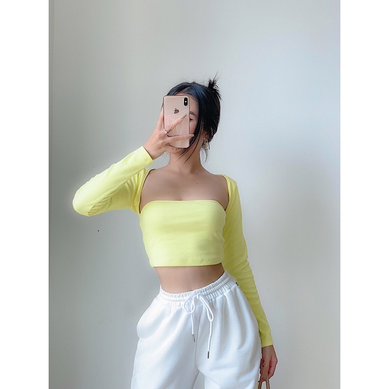 Basic Croptop▪ÁO CROPTOP KHOÉT NÁCH TAY DÀI