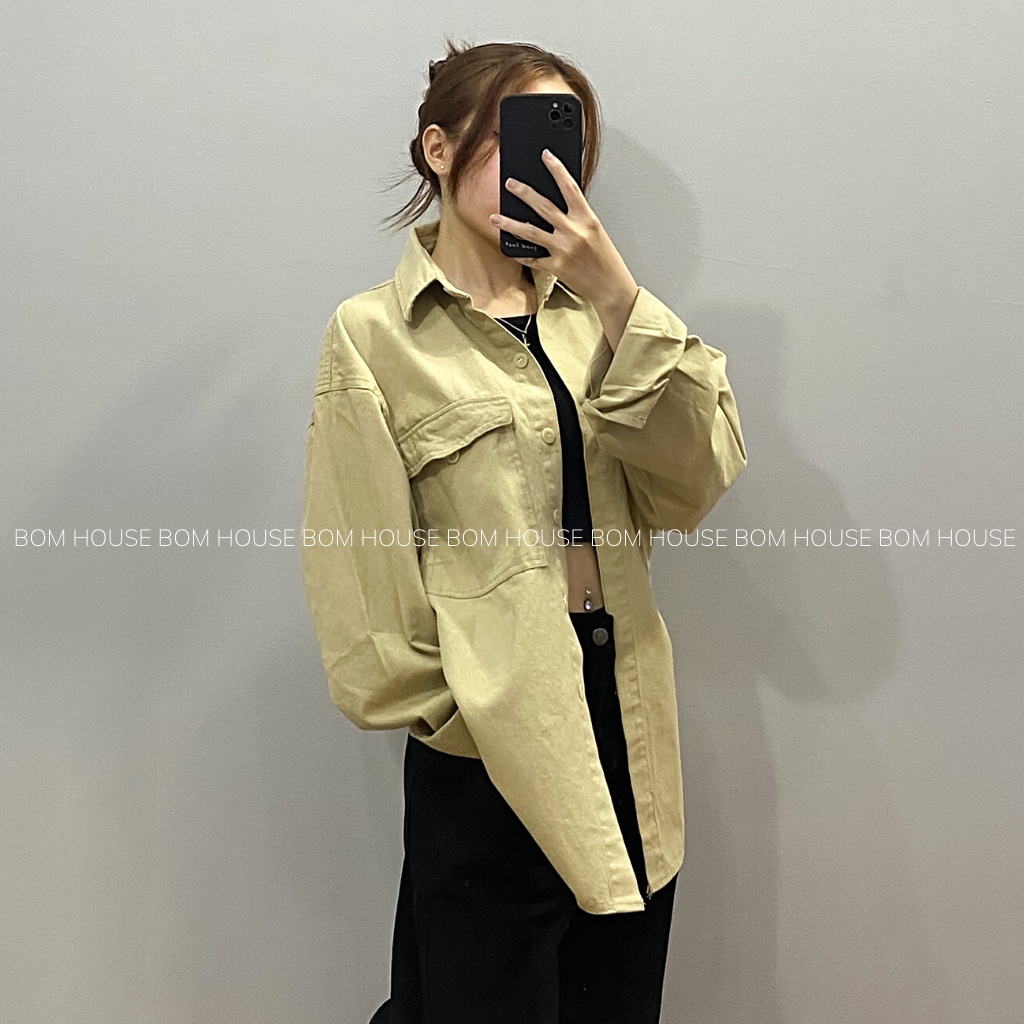 Áo Khoác KaKi Trơn 4 Màu BOM HOUSE Nam Nữ Unisex Ulzzang