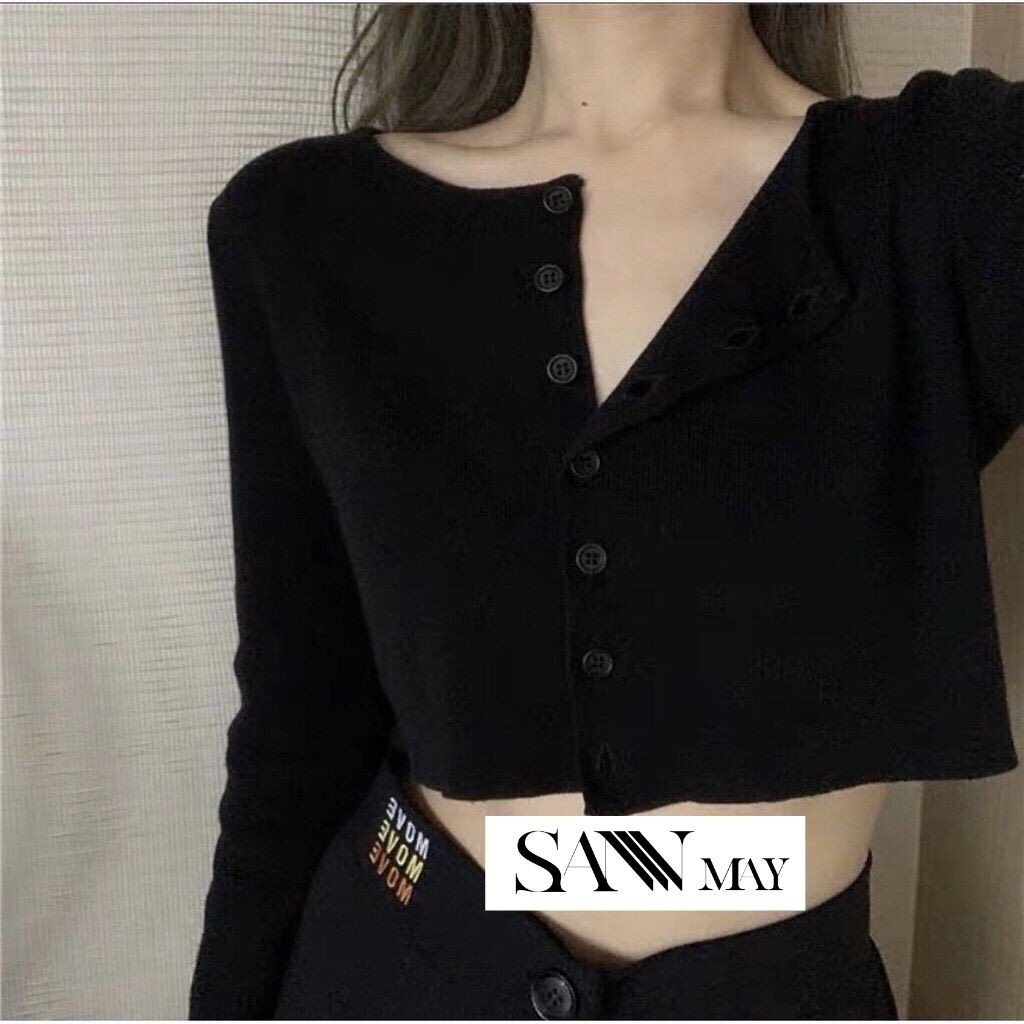 Áo Croptop Dài Tay SANMAY Áo Crt Form Rộng Thun Ôm Body Nữ Sexy Đẹp Kiểu Lứng Dáng Nhún Thể Thao Cotton Ulzzang AO001