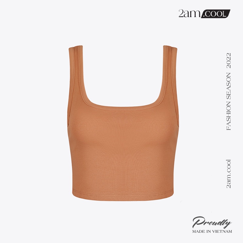 Áo 2 Dây Croptop Bản To Nhiều Màu Chất Thun Cotton 4 Chiều Dày Dặn 2AM
