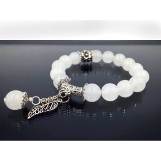 Vòng tay phong thuỷ đá Mã Não Trắng 10ly