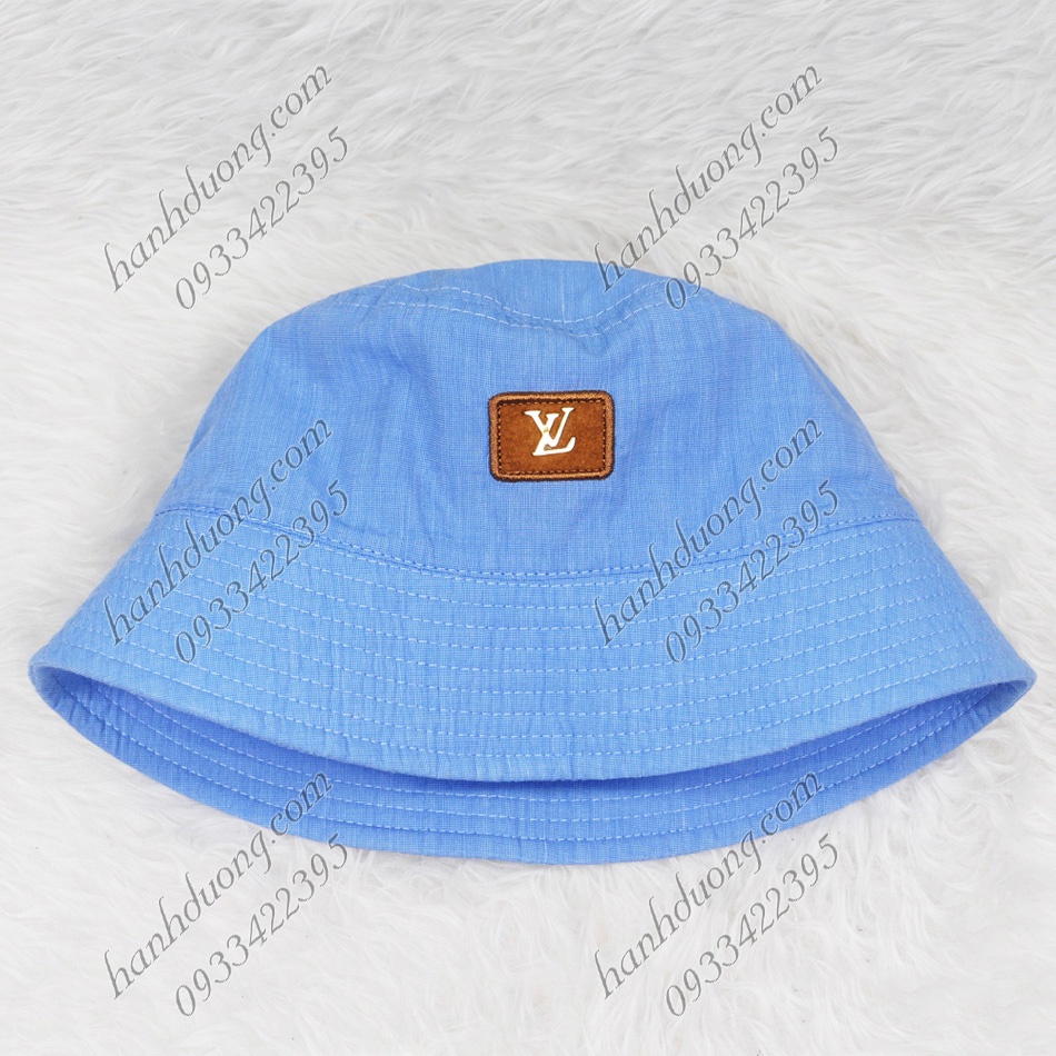 Mũ bucket vành cụp nón tai bèo vành tròn đội được 2 mặt thêu mặt da LV vải cotton cao cấp phù hợp cho nữ