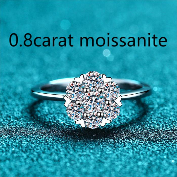 XDY-827 Nhẫn nữ bạc 925 Sterling, 0,8 carat moissanite (không có giấy chứng nhận)