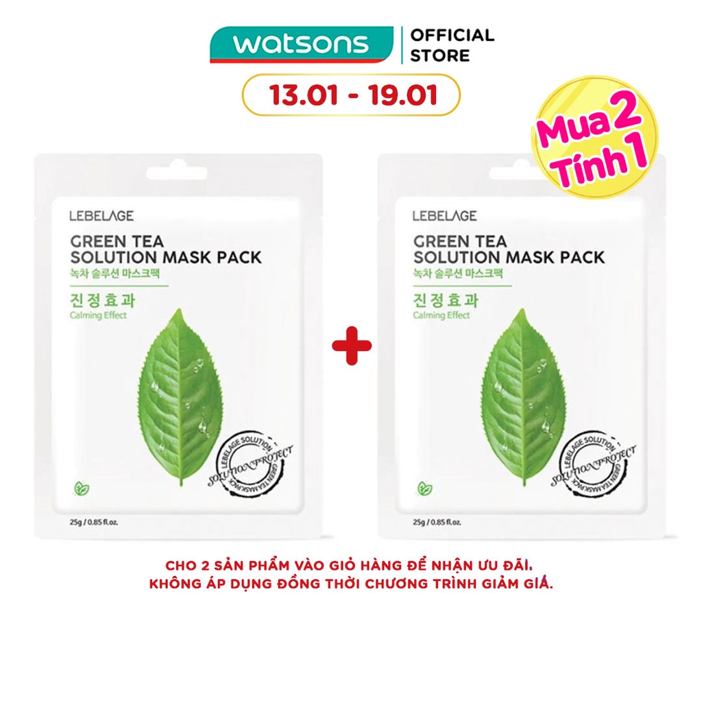 Mặt Nạ Lebelage Green Tea Solution Mask Pack Calming Effect Chiết Xuất Trà Xanh 25g