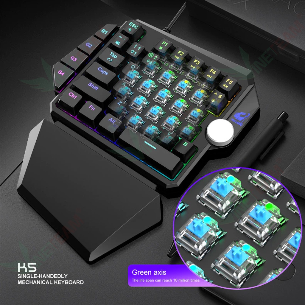 Bàn Phím Cơ Vinetteam K5 39 Phím Hỗ Trợ MACRO Blue Switch RGB Chơi Game Pubg Mobile, Rules, Free Fire -4691