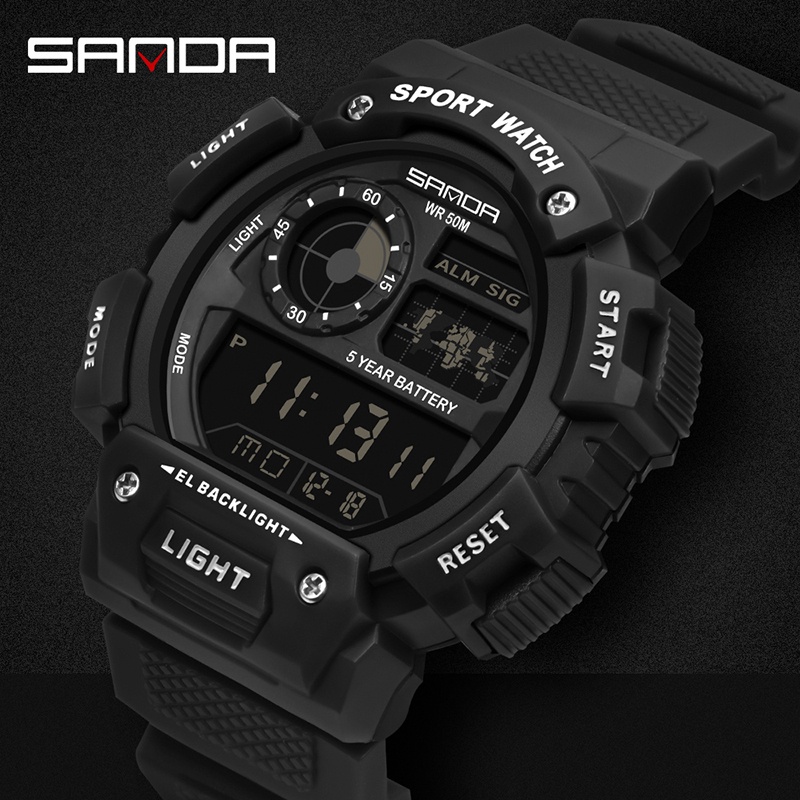 Đồng Hồ Điện Tử Đa Năng Sanda Có Đèn LED Chống Thấm Nước Cho Nam Giới 6009
