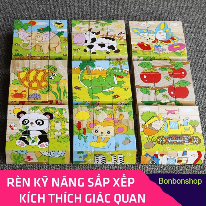 Tranh Ghép Gỗ 6 Mặt - Ghép Hình 3D Cho Bé (Chủ đề Phương tiện giao thông)