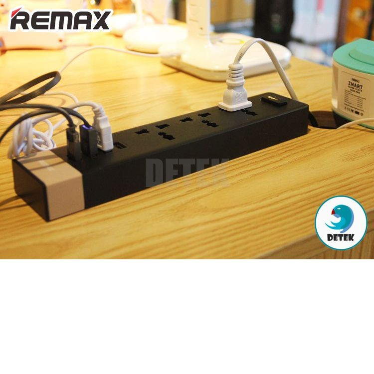 Ổ Cắm Điện 3 Ổ Cắm, 4 USB, Chống Cháy, Chính Hãng REMAX, Ổ Cắm Thông Minh Đa Năng REMAX RU-S2, Dài 1.8m