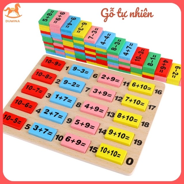 Bộ học toán Domino + que tính gỗ