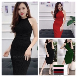 Đầm - váy - body nữ cổ yếm đan dây eo xẻ sườn sexy