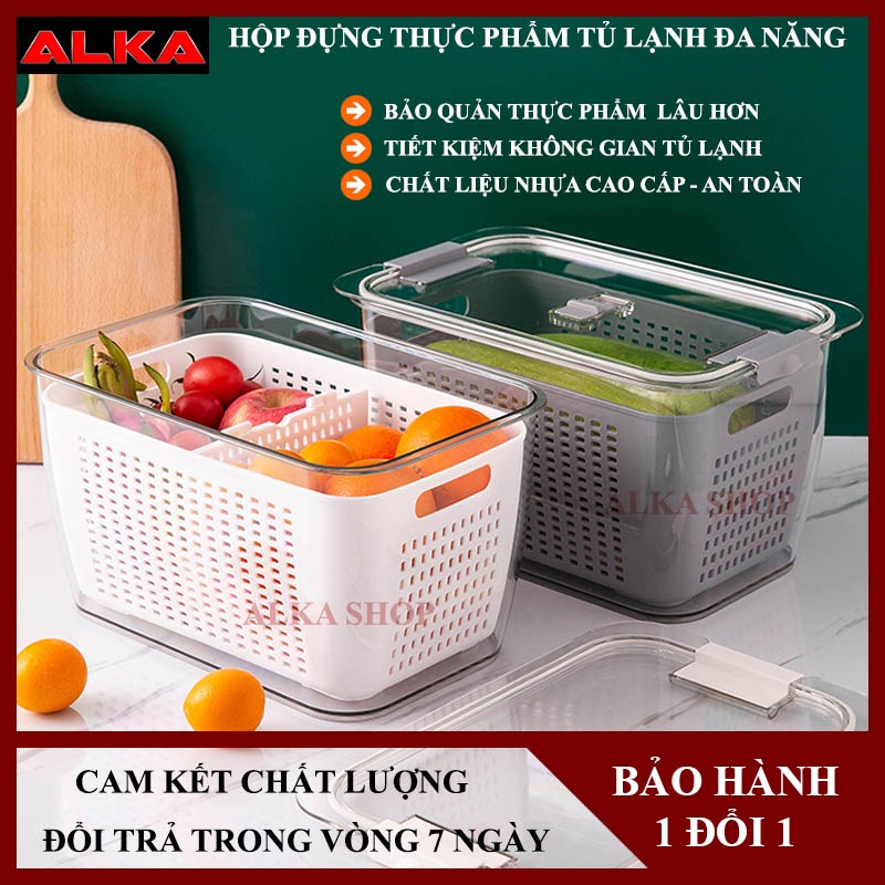 (Size 1,7L) Hộp đựng thực phẩm tủ lạnh đa năng, hộp bảo quản rau củ quả tươi tủ lạnh có lỗ thoát khí, rổ đựng thực phẩm
