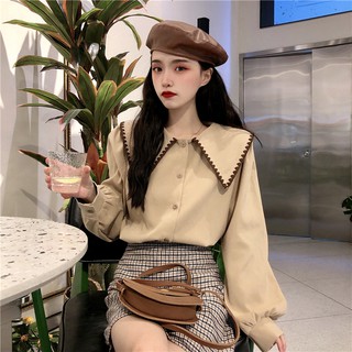 (Có sẵn) áo sơ mi nữ cổ thuỷ thủ thêu (kèm ảnh thật)