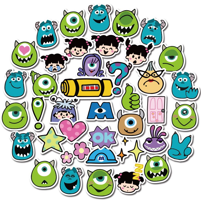 40 Stickers mini phim Monster Inc hoạt hình Công Ty Quái Vật nhãn dán