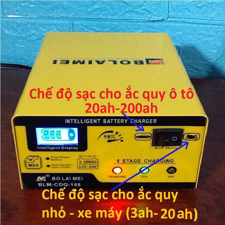 SẠC ĂC QUY 12V/24V-200AH TỰ ĐỘNG NGẮT KHI ĐẦY, CHỐNG CHẬP ĐIỆN VÀ CẮM NGƯỢC  CỰC