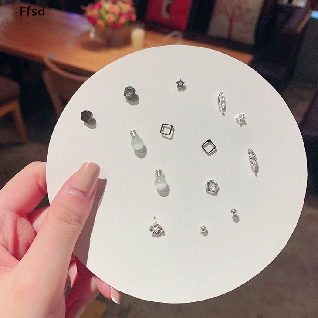 {Ffsd} Set 7 Đôi Bông Tai Xỏ Lỗ Vô Cực Lấp Lánh Trang Sức * Bán Chạy