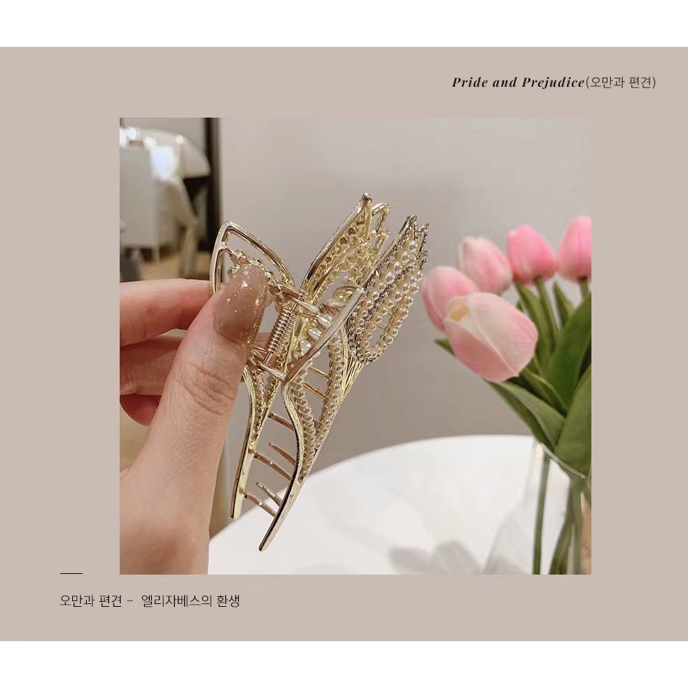 (MớI) Kẹp TóC HìNh Hoa Tulip ĐíNh Kim Cương Giả