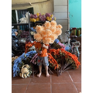 mẫu đơn cành cao 5 bông 1 nụ - cành cao 80cm-hoa lụa - hoa giả