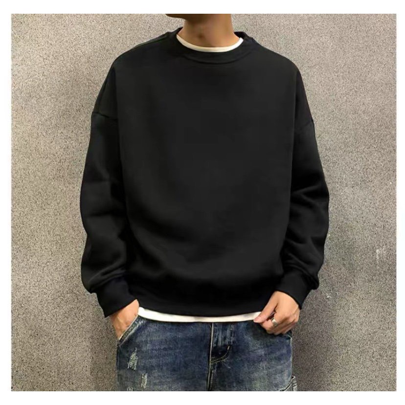 Áo khoác nỉ  Áo sweater màu đen nam nữ đẹp form rộng Unisex chất nỉ ngoại dày dặn - LUXCY