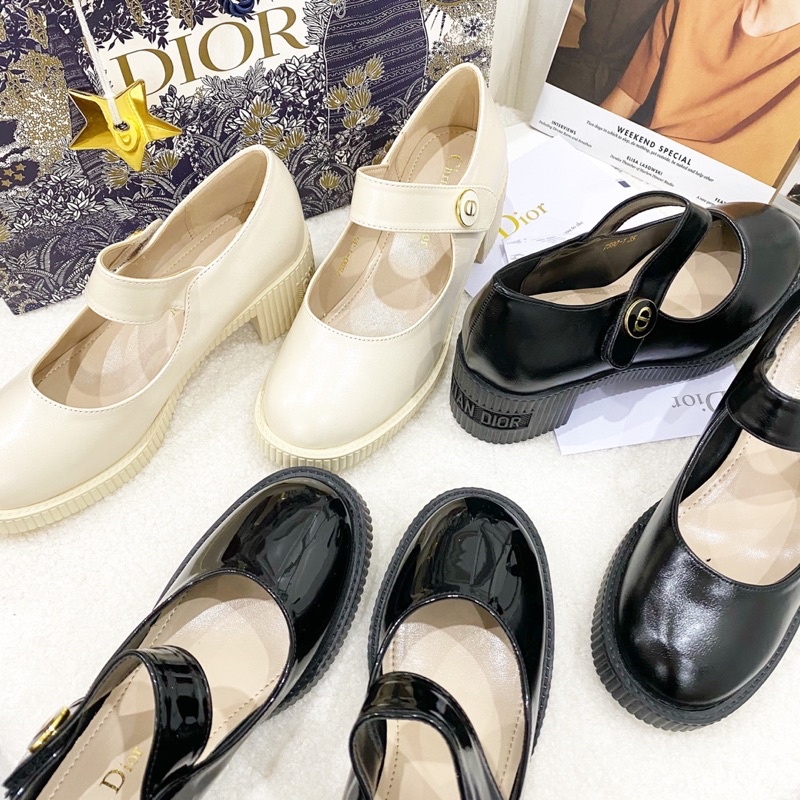 Giày búp bê cd mũi tròn quai ngang gót vuông fullbox