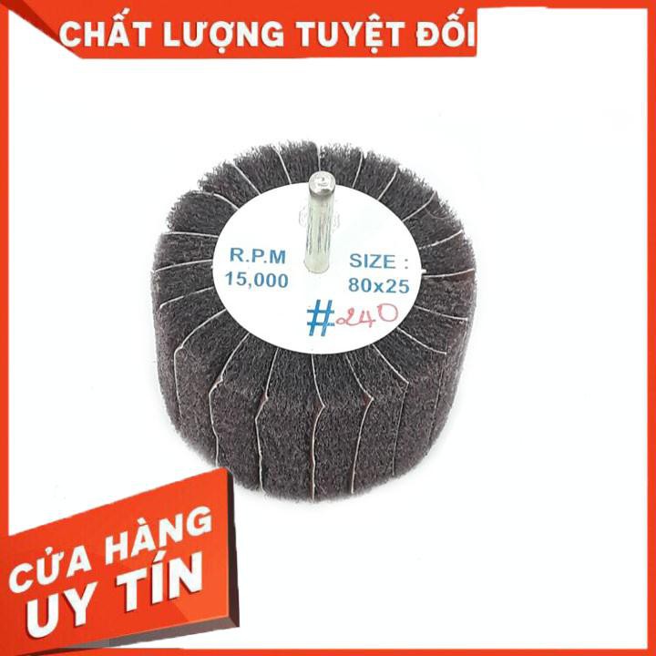 Đá mài nhám kèm sợi nỉ hình trụ 80x50mm trục lắp 6mm chuyên dụng cao cấp