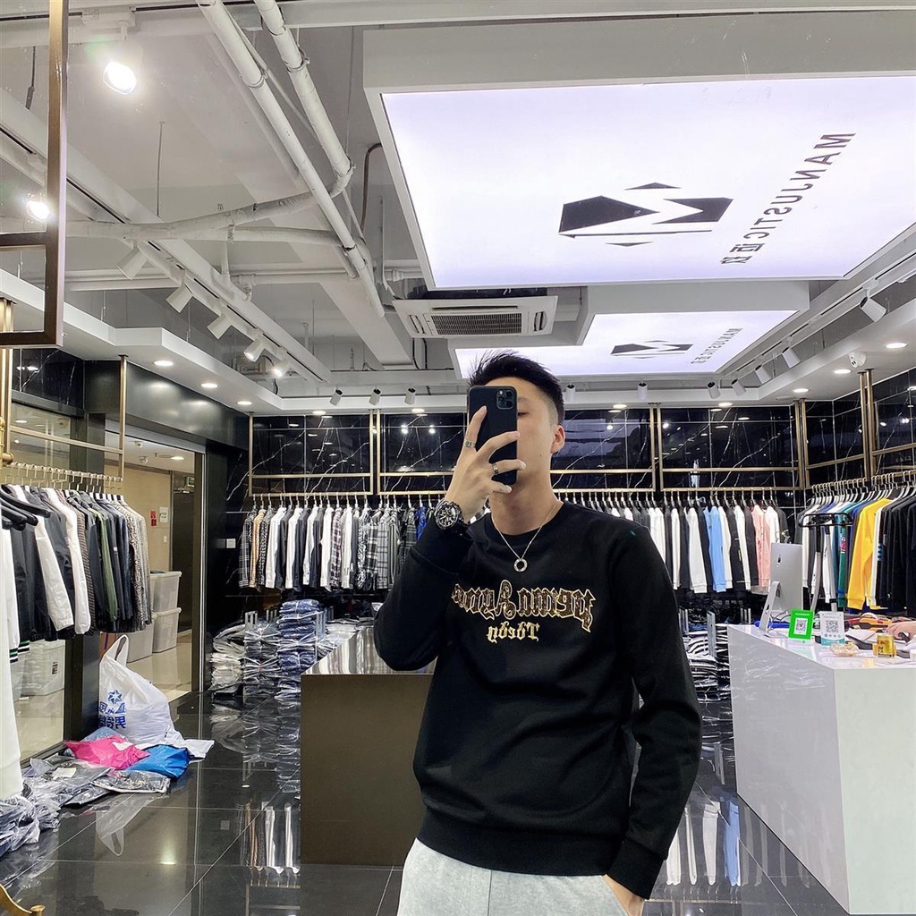 Áo Nỉ Cổ Tròn In Chữ Thời Trang Mùa Thu Giản Dị Dành Cho Nam