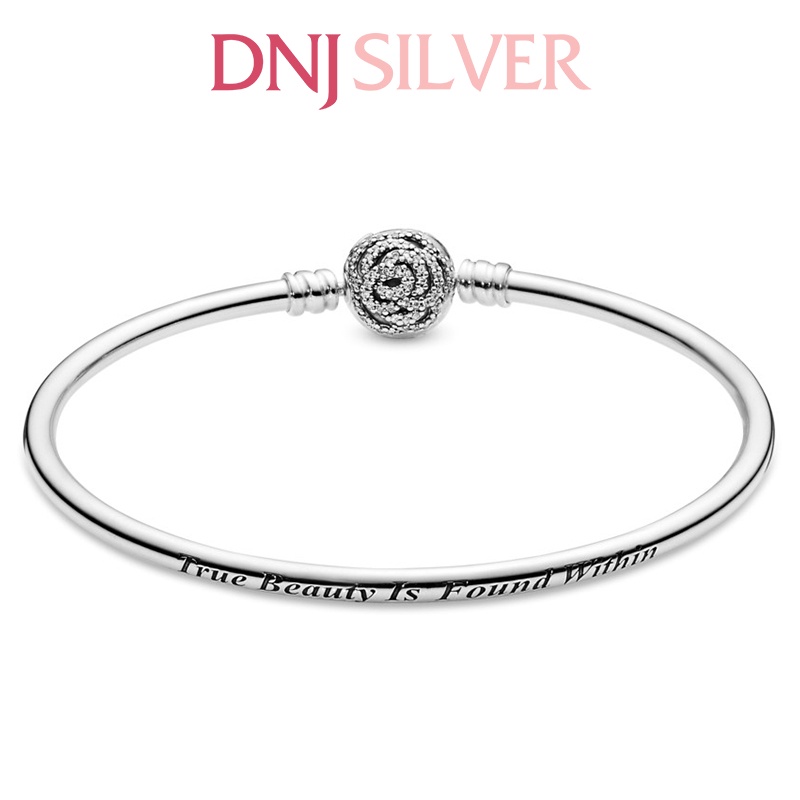 Vòng charm bạc 925 cao cấp - Mẫu vòng Beauty &amp; the Beast Bangle, có thể mix thêm hạt charm vào vòng theo ý thích