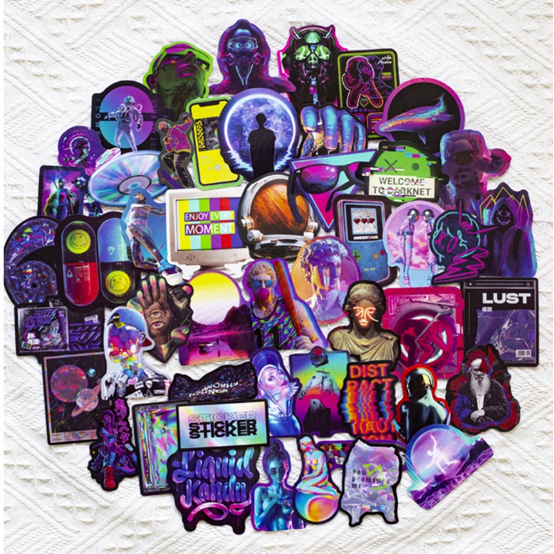 Set 50 miếng dán trang trí xe đạp/mũ bảo hiểm và đàn piano