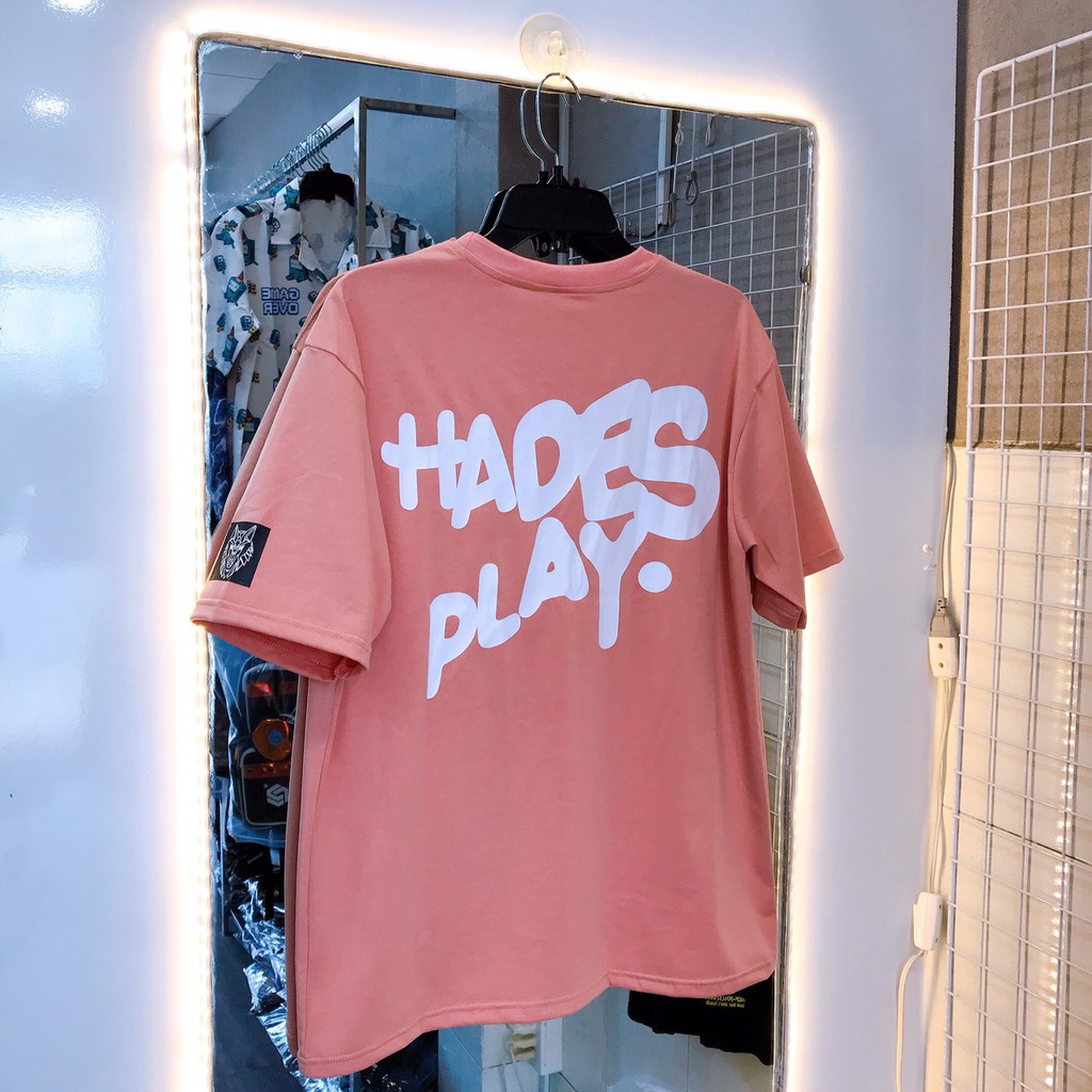 Áo thun Hades Play hồng ruốc form rộng tay lỡ phong cách unisex cho nam và nữ MAYLANSTOR | BigBuy360 - bigbuy360.vn