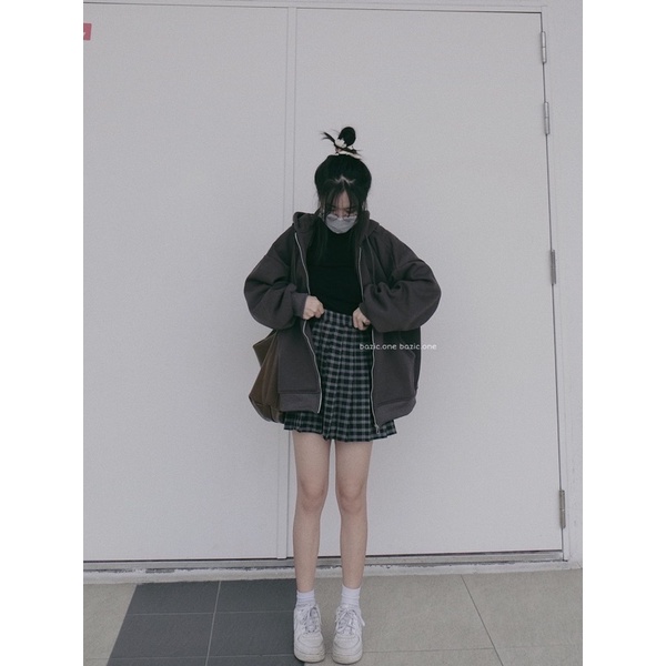 Áo zipped hoodie nỉ bông, áo khoác nỉ bông mũ rộng Bazic one | BigBuy360 - bigbuy360.vn