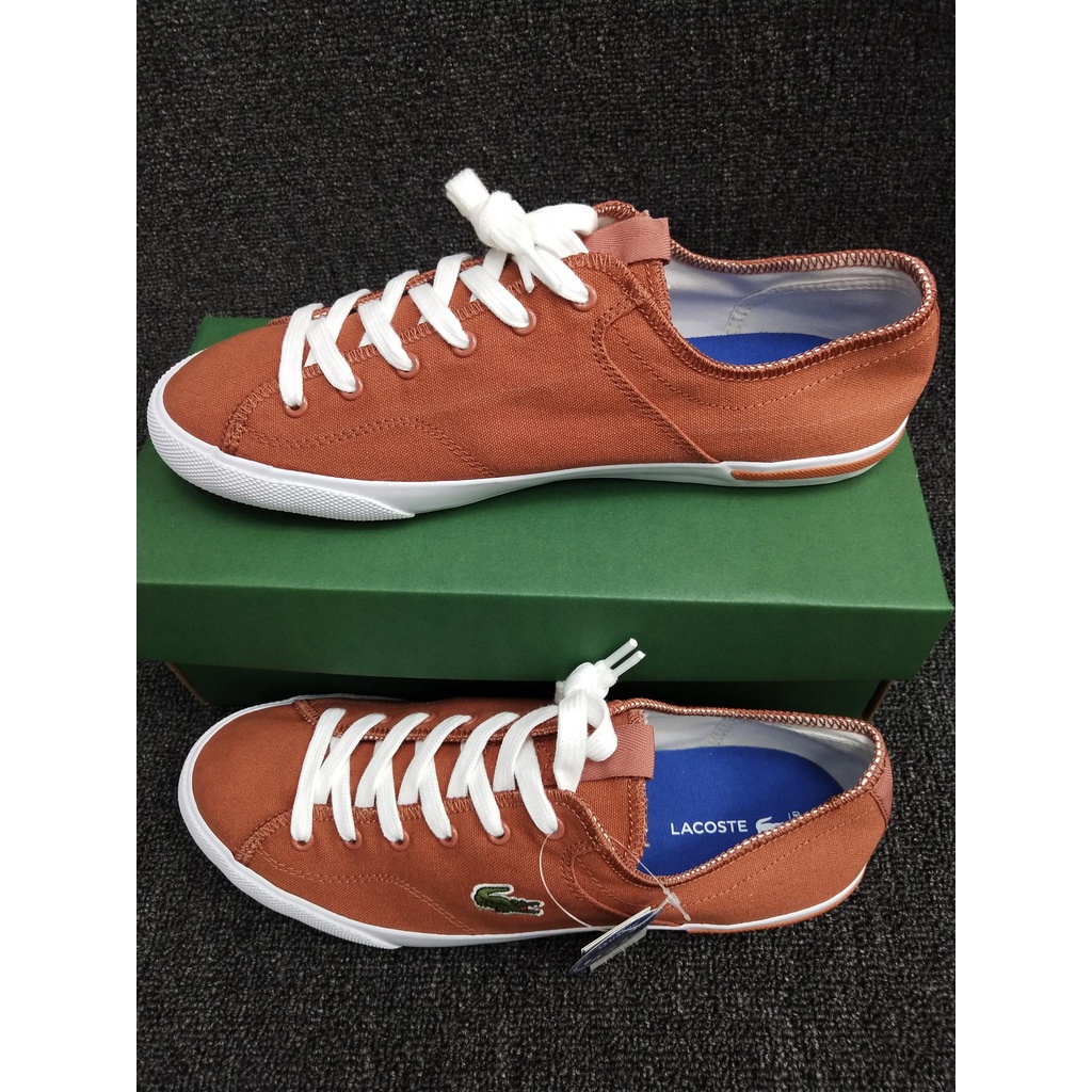 Giày sneaker vải canvas màu nâu thời trang cao cấp Lacoste phong cách trẻ trung, năng động