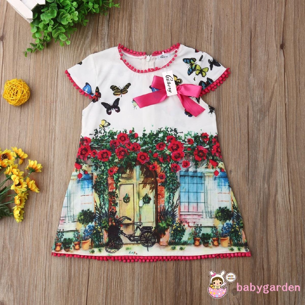 Đầm xòe họa tiết tranh sơn dầu xinh xắn cho bé gái