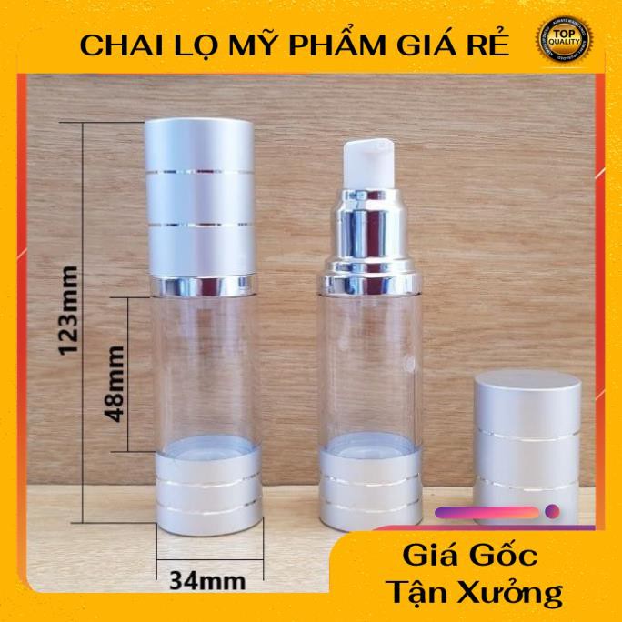 [RẺ VÔ ĐỊCH] Chai hút chân không trong suốt Nắp Bạc 30ml , chai xịt giọt chiết kem , phụ kiện du lịch