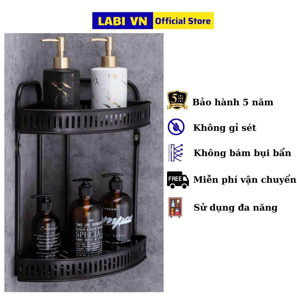 Kệ góc đựng đồ đa năng LABI VN LB061 - Để được cả chân đứng hoặc treo tường - Bảo hành 05 năm, xuất xứ Việt Nam