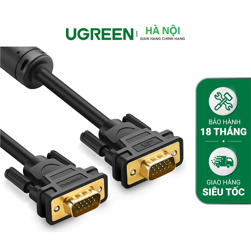 Cáp VGA 3+6C dài 3M cho Màn Hình, Máy Chiếu Chính Hãng Ugreen 11631 Cao Cấp BẢO HÀNH 18 Tháng