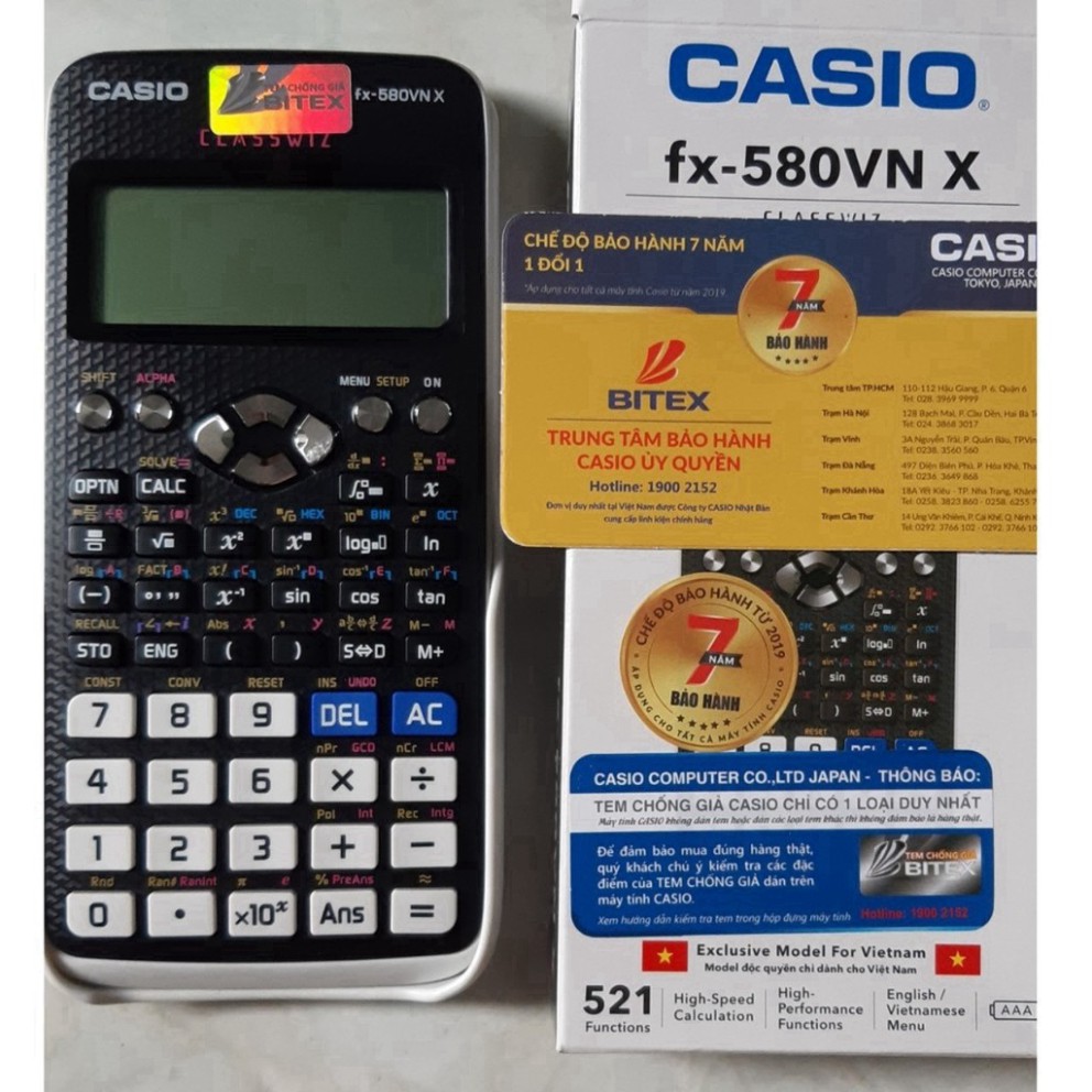 [Chính hãng] Máy tính Học Sinh CASIO FX 580VN X - 7 NĂM BẢO HÀNH điện tử bằng QR CODE - Máy tính Casio Cầm Tay FX 580VNX