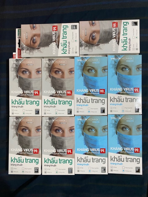 (Hộp 10c) Khẩu trang y tế cao cấp 4 lớp 100% Nguyên sinh Shelton